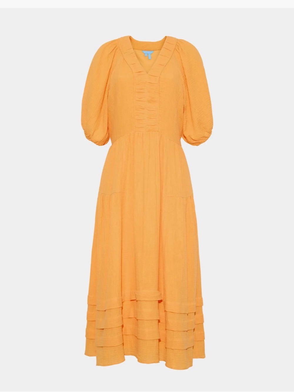 NWT Draper James Chloe V-Neck Midi Dress in Crinkle Cotton - Size Medium